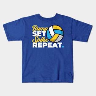 Bump Set Spike Repeat Volleyball Player Spiker Setter Girls Kids T-Shirt